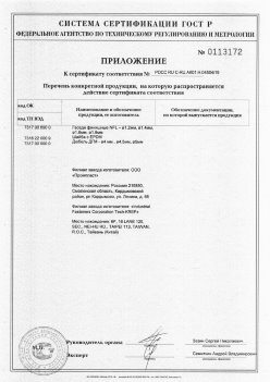2019.11.16 Саяногорск - Приложение к сертификату Изделия крепежные из металла, торговая марка Tech-KREP. Серийный выпуск